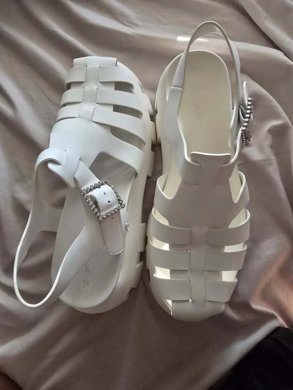 Circus by Sam Edelman Cream Chunky Platform Jelly Sandals with Buckle - Size 9